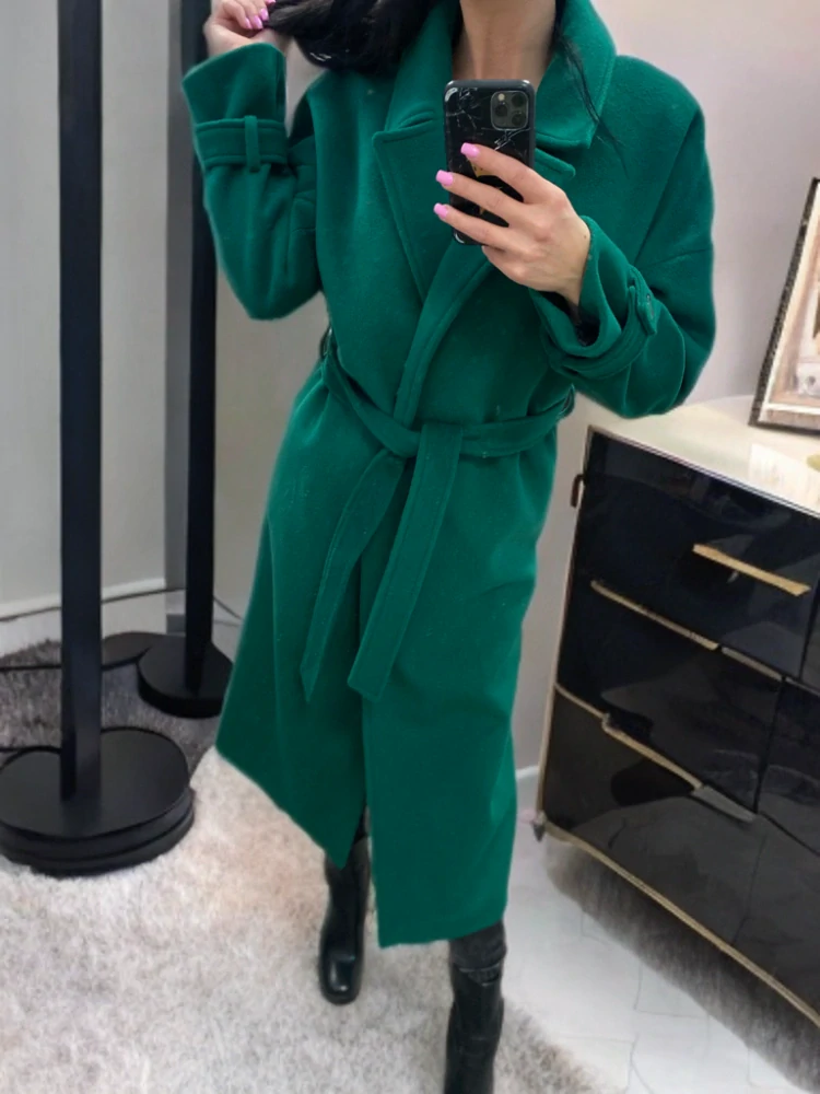 Zelený kabát dlhý