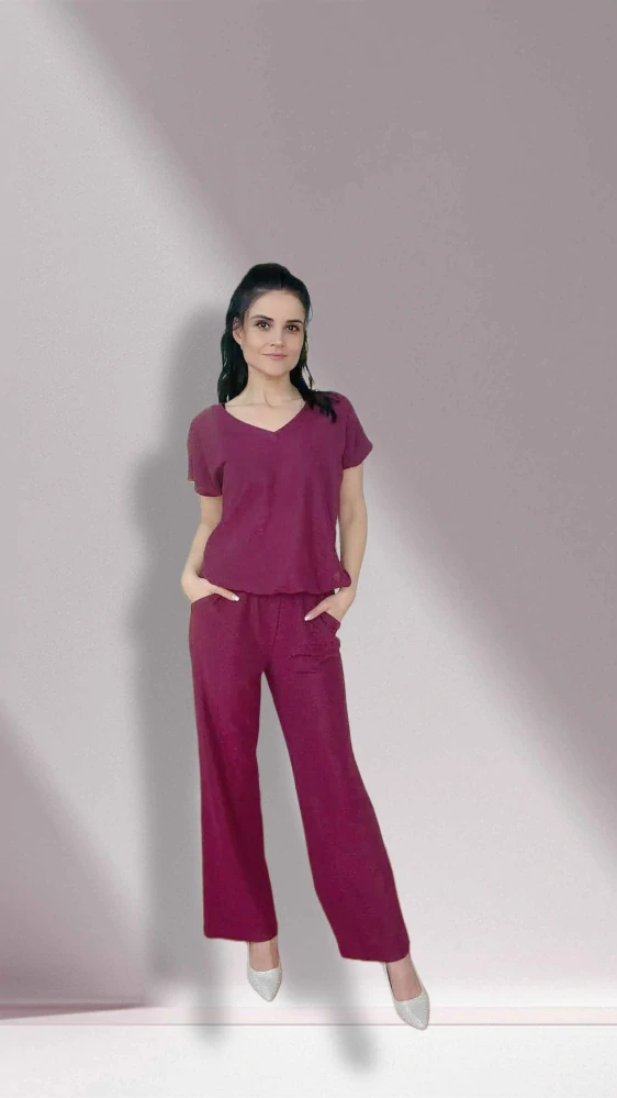 Elegantný bordový overal