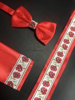 Červený motýlik s krajkou + vreckovka