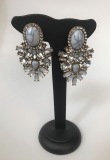 Sivo-biele kamienkové náušnice